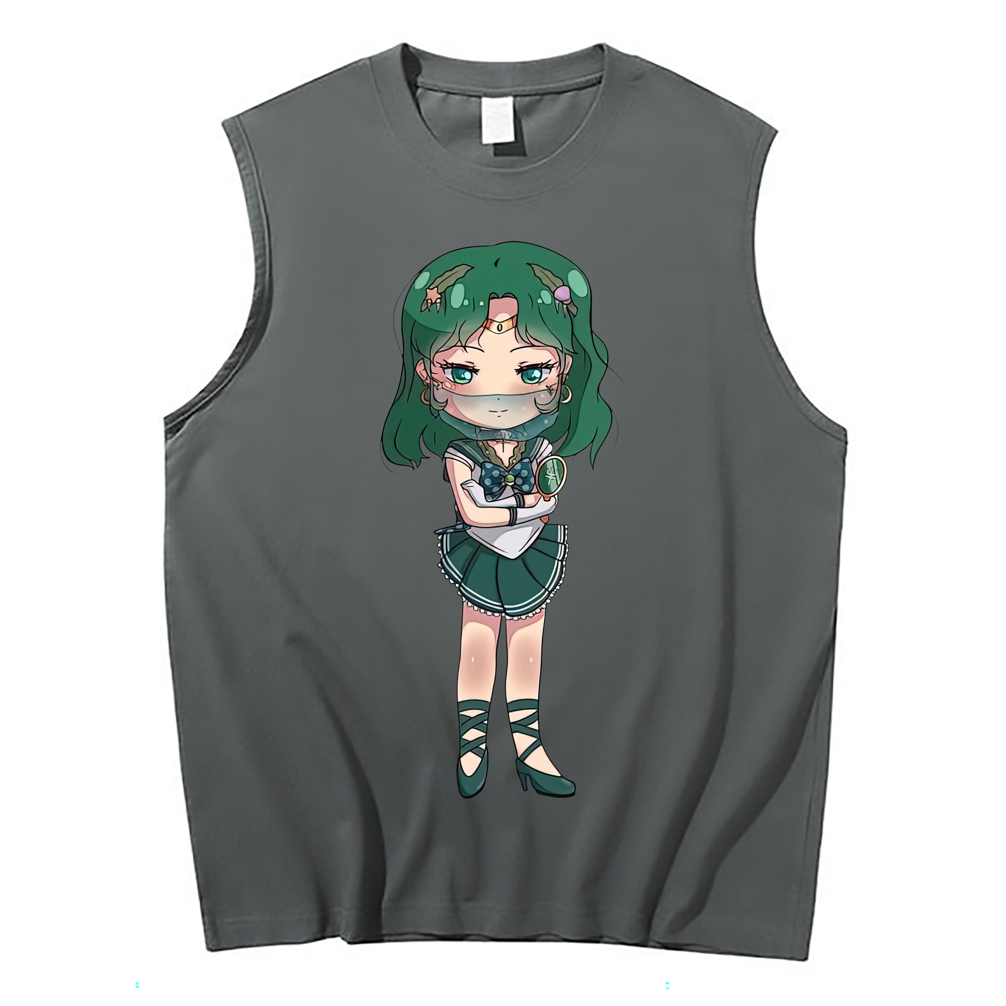 （画像用） 美少女戦士セーラームーン 海王 みちる（かいおう みちる） Sailor Moon Kaiou Michiru コットン100％タンクトップ（フロントプリント）